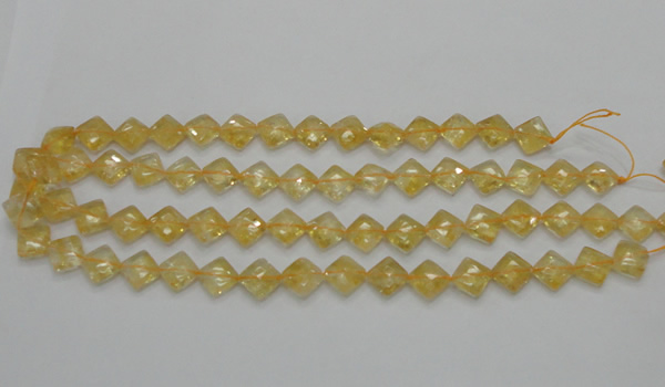 CCR16 15.5 inches 10*10mm faceted diamond natural citrine gemstone beads