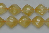 CCR17 15.5 inches 12*12mm faceted diamond natural citrine gemstone beads