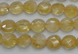 CCR18 15.5 inches 10mm faceted flat round natural citrine gemstone beads