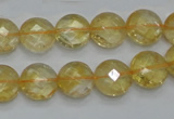 CCR19 15.5 inches 12mm faceted flat round natural citrine gemstone beads