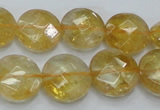 CCR20 15.5 inches 14mm faceted flat round natural citrine gemstone beads