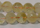 CCR205 15.5 inches 14mm faceted round natural citrine gemstone beads