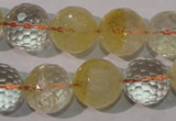 CCR206 15.5 inches 15mm faceted round natural citrine gemstone beads