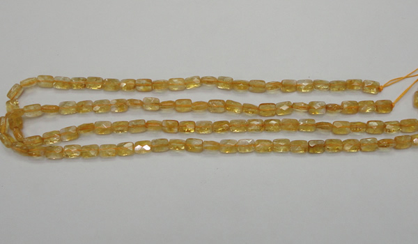 CCR26 15.5 inches 6*7mm faceted rectangle natural citrine beads