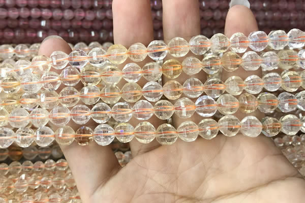 CCR321 15.5 inches 6mm faceted round natural citrine beads