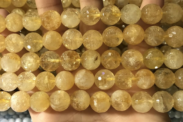 CCR358 15.5 inches 12mm faceted round citrine beads