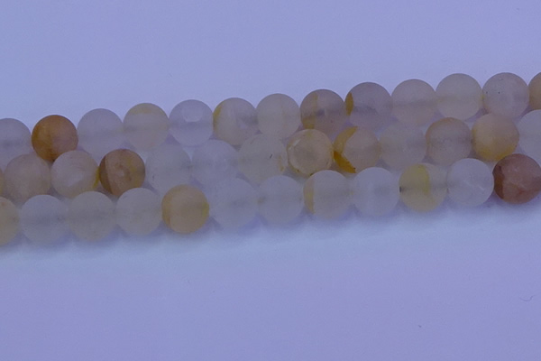 CCR375 15.5 inches 14mm round matte citrine beads wholesale