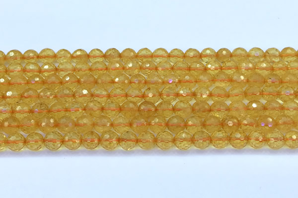 CCR385 15 inches 6mm faceted round citrine beads wholesale