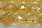 CCR386 15 inches 8mm faceted round citrine beads wholesale