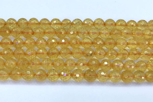 CCR386 15 inches 8mm faceted round citrine beads wholesale