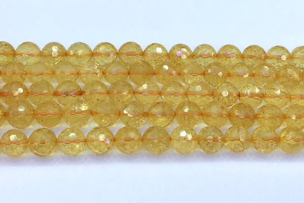 CCR387 15 inches 10mm faceted round citrine beads wholesale