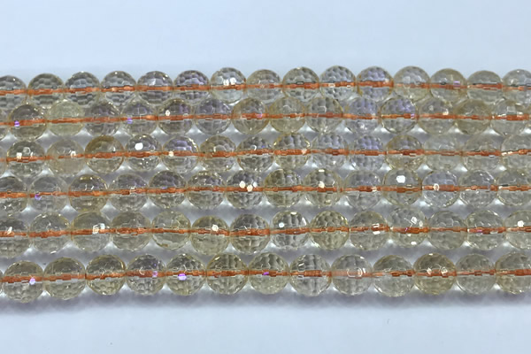 CCR392 15 inches 8mm faceted round citrine beads wholesale