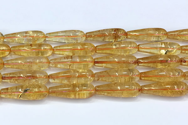 CCR406 15 inches 10*30mm teardrop citrine gemstone beads