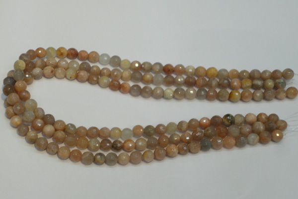 CCS311 15.5 inches 8mm faceted round natural sunstone beads