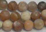 CCS313 15.5 inches 12mm faceted round natural sunstone beads