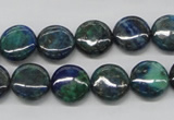 CCS63 16 inches 12mm flat round dyed chrysocolla gemstone beads