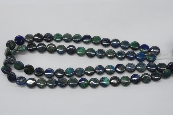 CCS63 16 inches 12mm flat round dyed chrysocolla gemstone beads