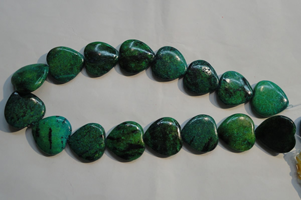 CCS655 15.5 inches 25*25mm heart dyed chrysocolla gemstone beads