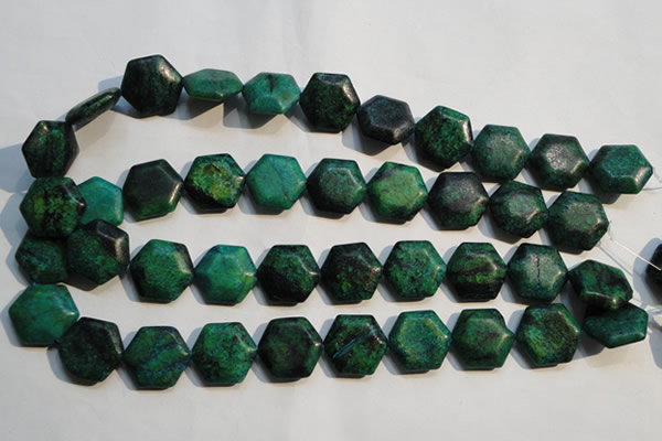 CCS675 15.5 inches 18*20mm hexagon dyed chrysocolla gemstone beads