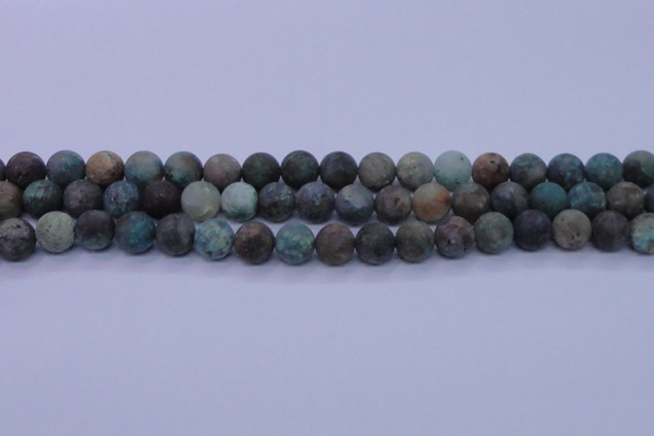 CCS763 15.5 inches 10mm round matte natural chrysocolla beads