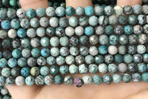 CCS883 15.5 inches 6mm faceted round natural chrysocolla beads