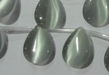 CCT1021 Top-drilled 13*18mm flat teardrop cats eye beads wholesale