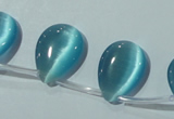 CCT1024 Top-drilled 13*18mm flat teardrop cats eye beads wholesale