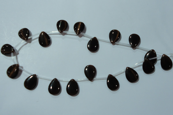 CCT1027 Top-drilled 13*18mm flat teardrop cats eye beads wholesale