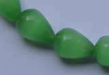 CCT19 14 inches 10*14mm teardrop green cats eye beads wholesale