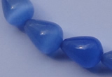 CCT21 14 inches 10*14mm teardrop ink blue cats eye beads wholesale