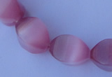 CCT25 14 inches 10*14mm twisted pink cats eye beads wholesale