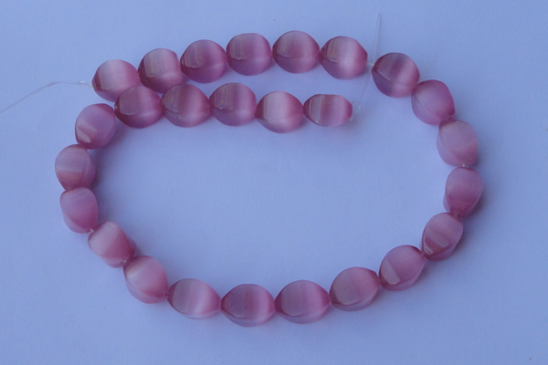 CCT25 14 inches 10*14mm twisted pink cats eye beads wholesale