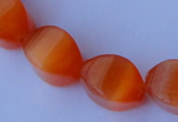 CCT27 14 inches 10*14mm twisted orange red cats eye beads wholesale