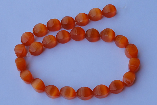 CCT27 14 inches 10*14mm twisted orange red cats eye beads wholesale