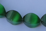 CCT29 14 inches 10*14mm twisted green cats eye beads wholesale