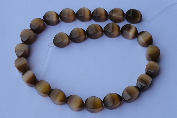 CCT31 14 inches 10*14mm twisted tiger yellow cats eye beads wholesale