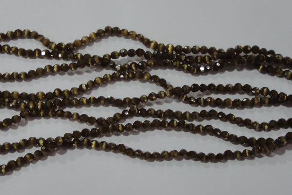 CCT320 15 inches 4mm faceted round cats eye beads wholesale