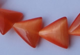 CCT34 14.5 inches 15*16mm triangle orange red cats eye beads wholesale