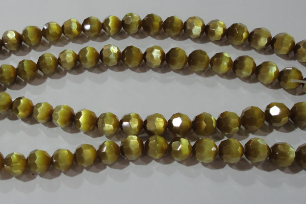 CCT394 15 inches 10mm faceted round cats eye beads wholesale