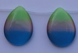 CCT44 14.5 inches 22*30mm flat teardrop mix color cats eye beads