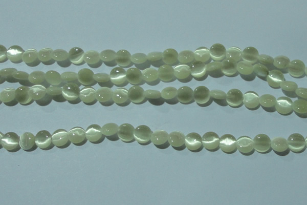 CCT450 15 inches 6mm flat round cats eye beads wholesale