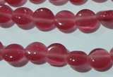 CCT453 15 inches 6mm flat round cats eye beads wholesale