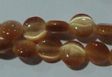 CCT457 15 inches 6mm flat round cats eye beads wholesale