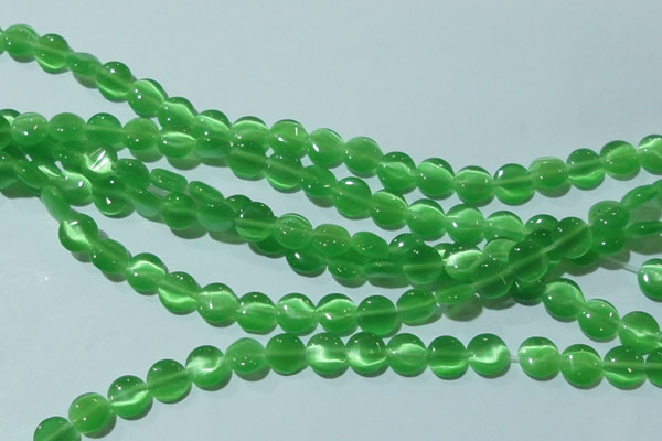 CCT462 15 inches 6mm flat round cats eye beads wholesale