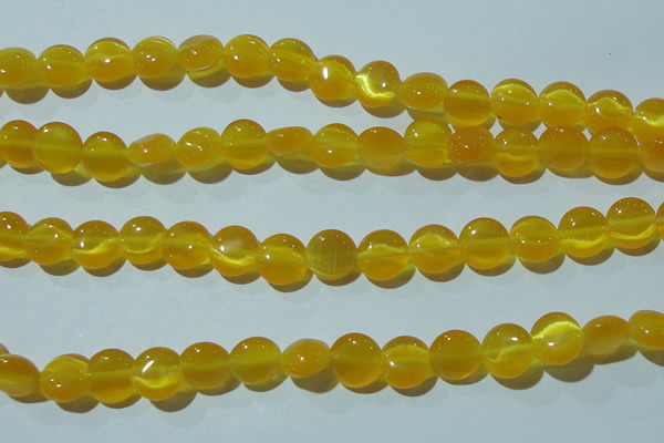 CCT484 15 inches 8mm flat round cats eye beads wholesale