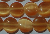 CCT485 15 inches 8mm flat round cats eye beads wholesale