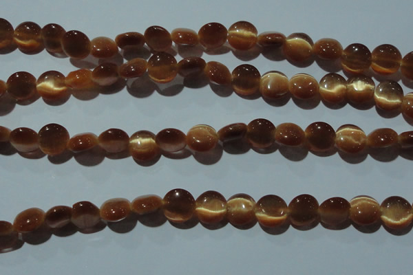 CCT488 15 inches 8mm flat round cats eye beads wholesale