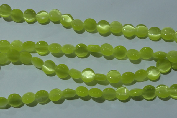 CCT494 15 inches 8mm flat round cats eye beads wholesale