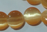 CCT516 15 inches 10mm flat round cats eye beads wholesale