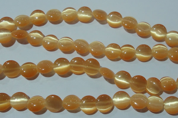 CCT516 15 inches 10mm flat round cats eye beads wholesale